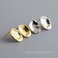 S925 Sterling Silver Ear Accessories Simple Irregular Gold Plated Stud Earrings